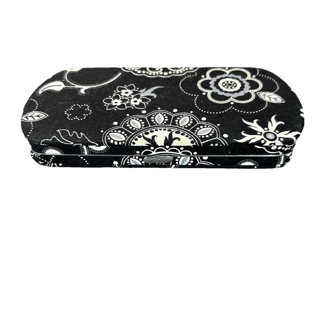 Thirty One 31 Padded Wallet Hard Case Clutch Snap Floral Black White
